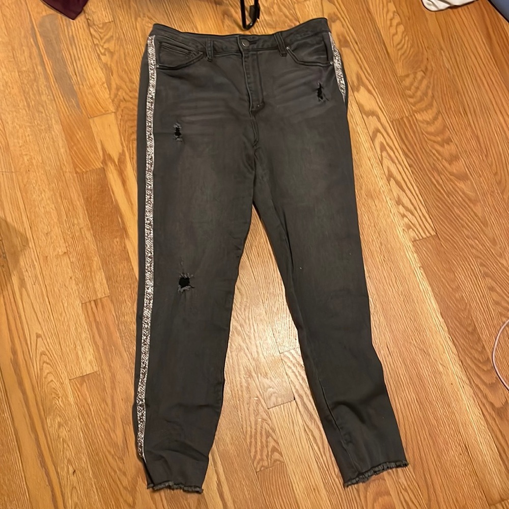 Velvet Heart Denim Snake Skin Black Stretchy Mid Rise Skinny Jean